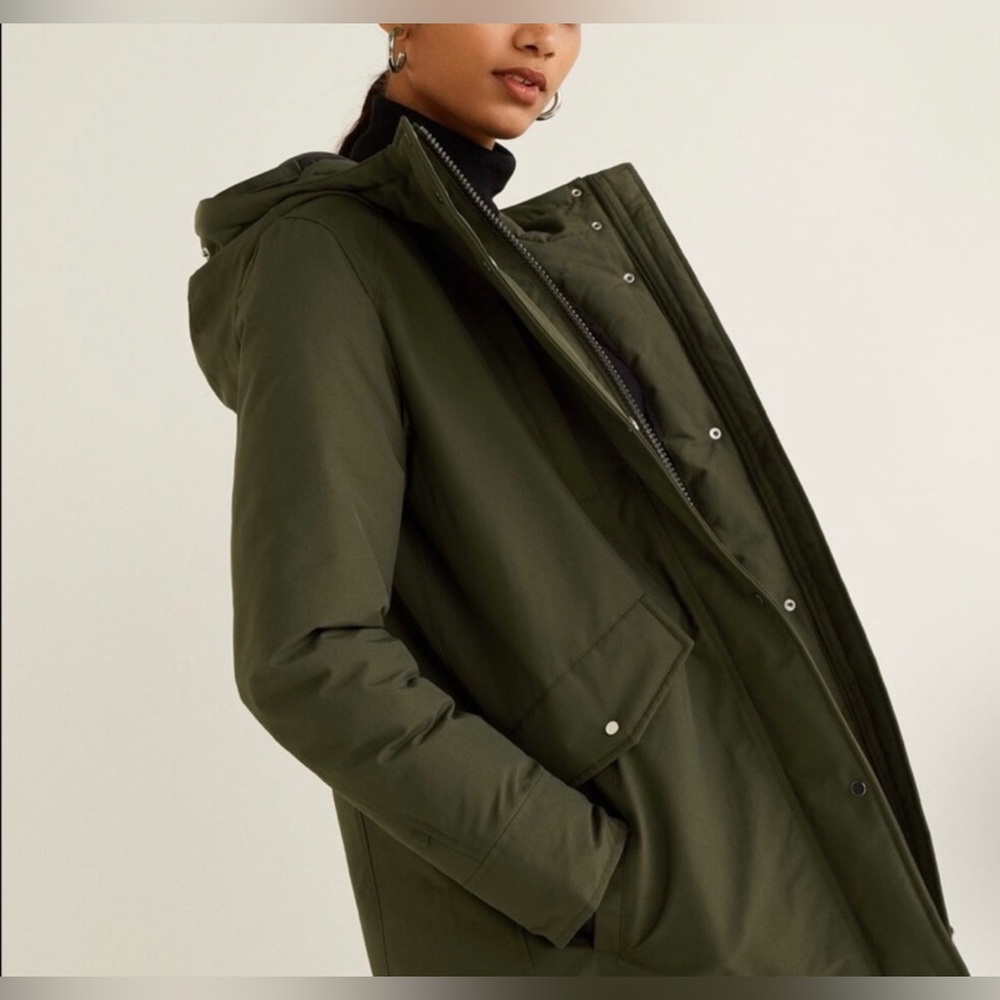 Women's Olive green Hooded waterproof jacket - Size XXS